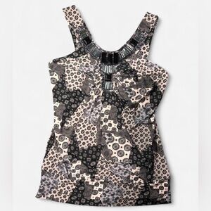 black beaded jewel collard tank top